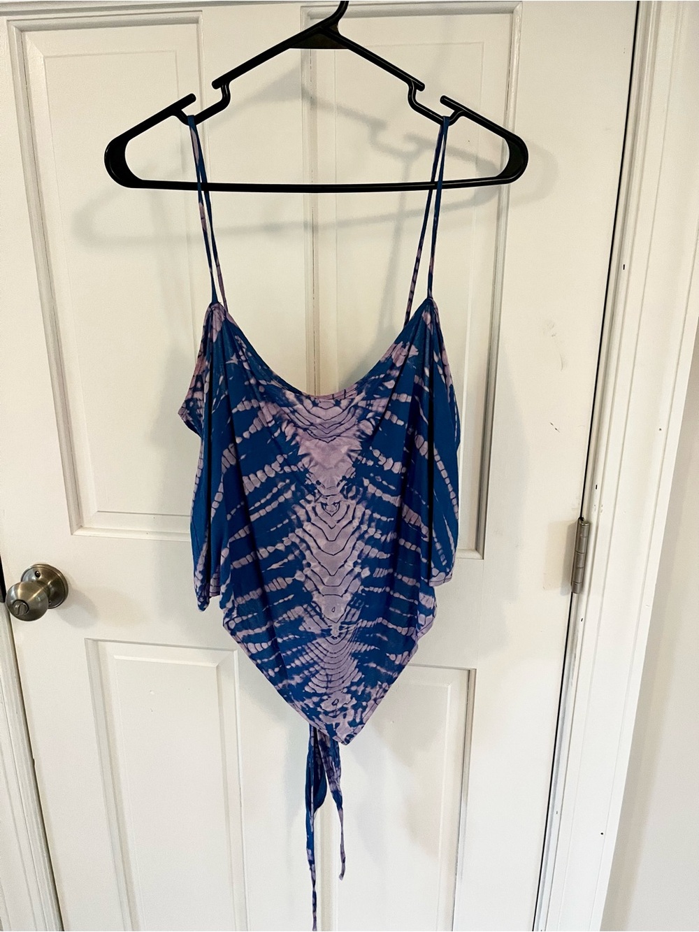 Blue & Lavender Tie-Dye Spaghetti Strap Handkerchief Top